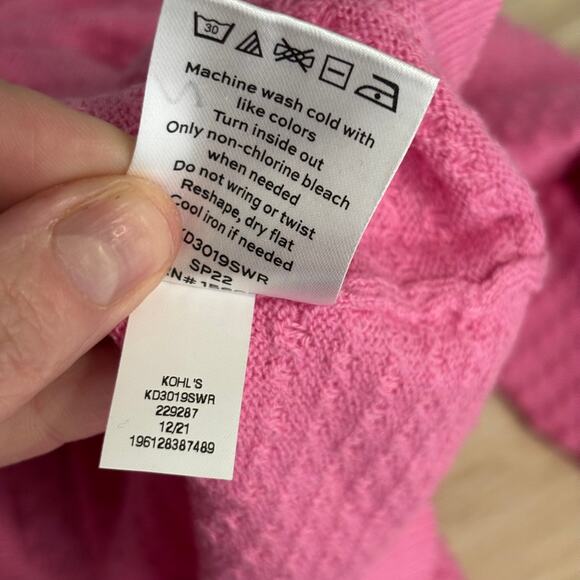 Draper James Cardigan Sweater Womens XL Pink Waffle Textured Clip Dot‎ NEW $58 - Picture 13 of 13